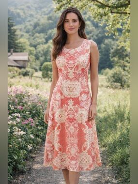 Desigual Dress Women’s Small Artsy Boho Fit and Flare Midi Sleeveless Romantic